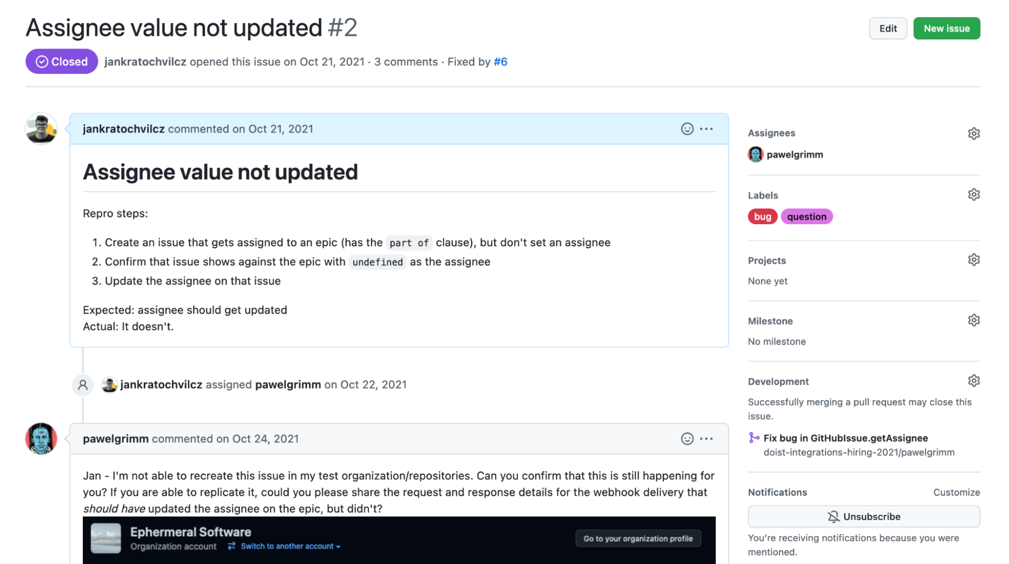 A GitHub Issue discussion rebuking an incorrect bug report