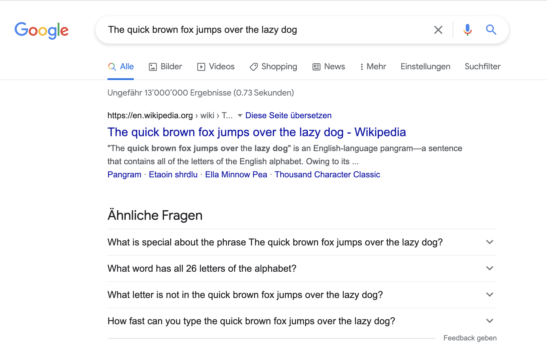 Example of a Google result