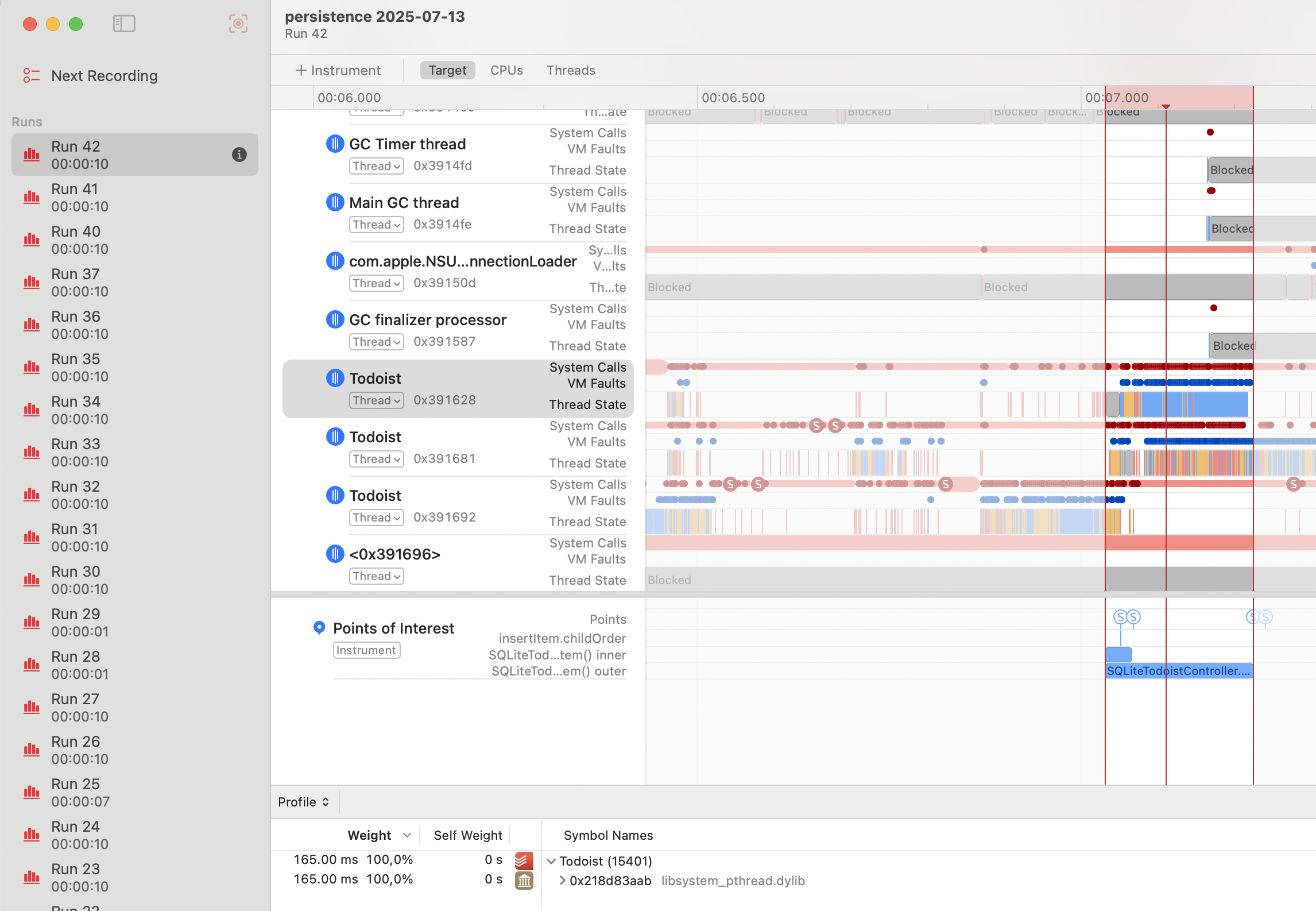 System Trace showing CPU activity during task creation