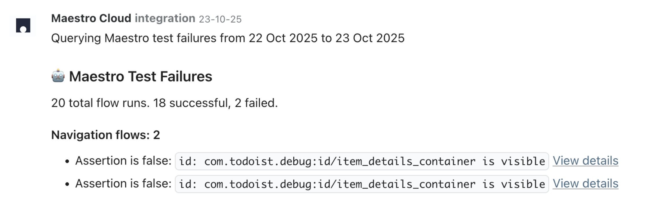 Maestro Cloud reports for our maestro flows