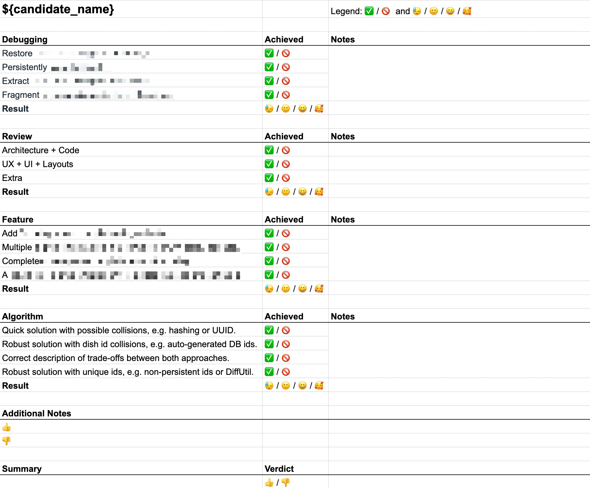 Evaluation sheet template